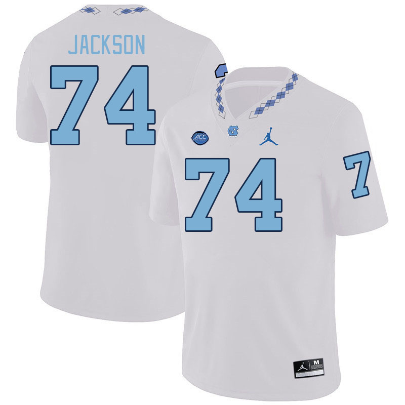 Men #74 Desmond Jackson North Carolina Tar Heels College Football Jerseys Stitched-White